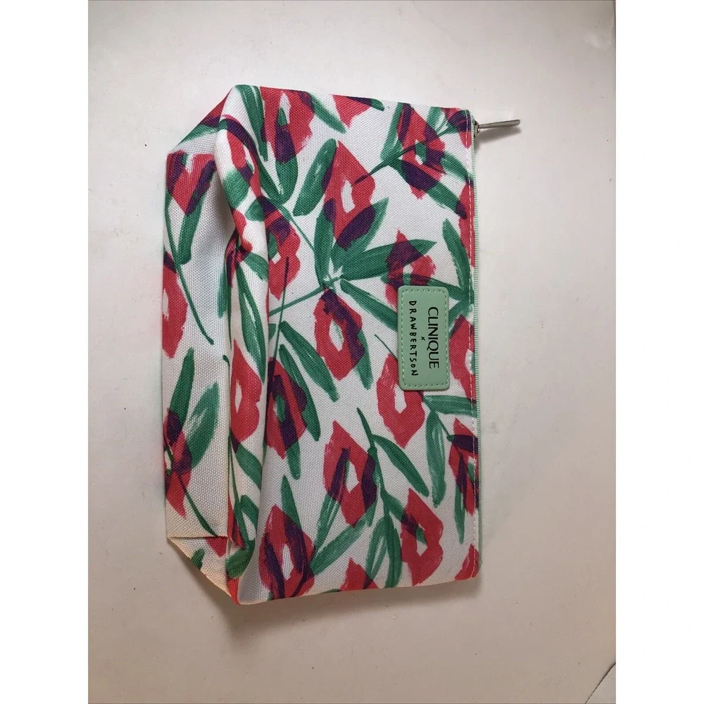 Clinique x Drawbertson Floral Lips Makeup/Toiletries Bag‎ - BAG ONLY